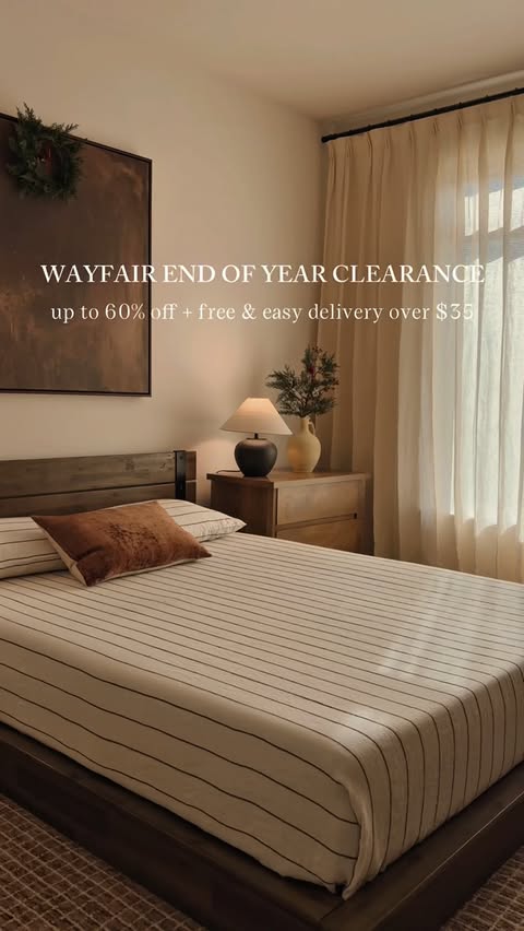 Instagram post by an influencer for Wayfair. Caption reads: @wayfair ’s End of Year Clearance is [...].