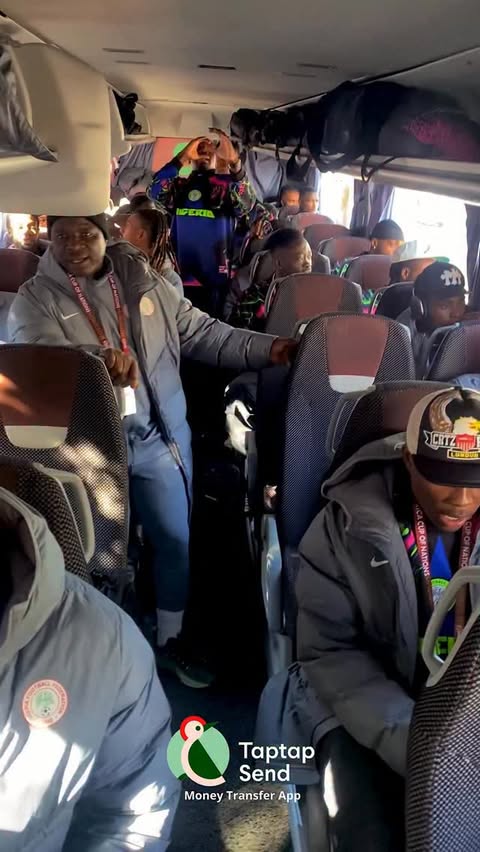 Instagram post by @ng_supereagles for Taptap Send. Caption reads: Our Arrival at the Stade Mohammed V for #EGYNGA....