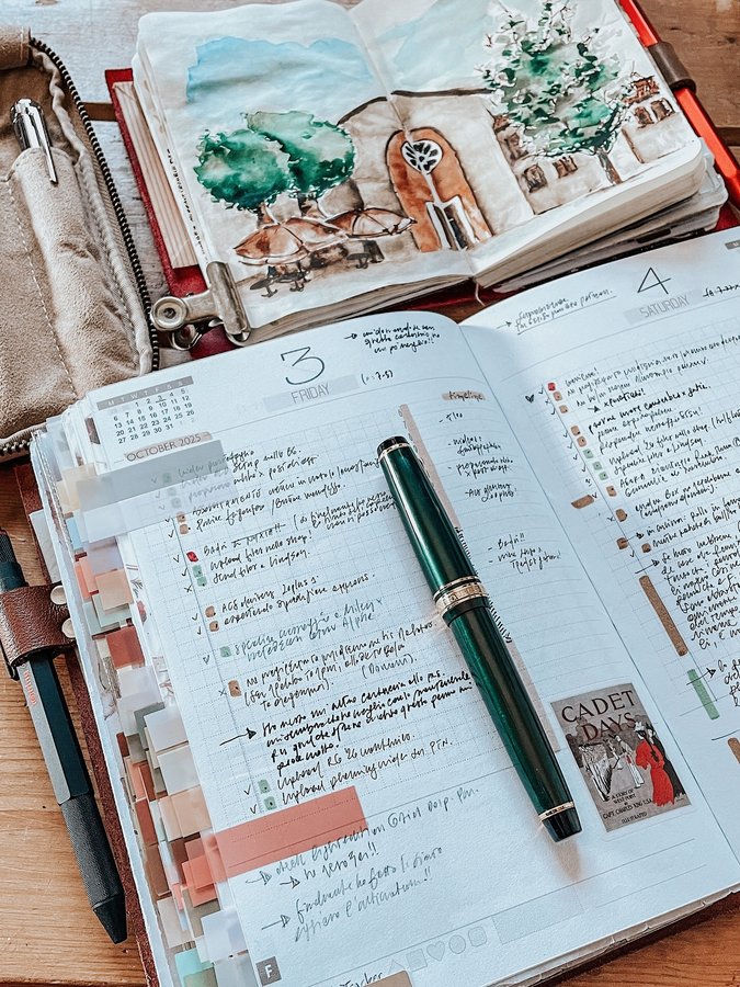 Instagram post by @marsiabramucci for paper republic. Caption reads: October in my daily pages, latest art journal....