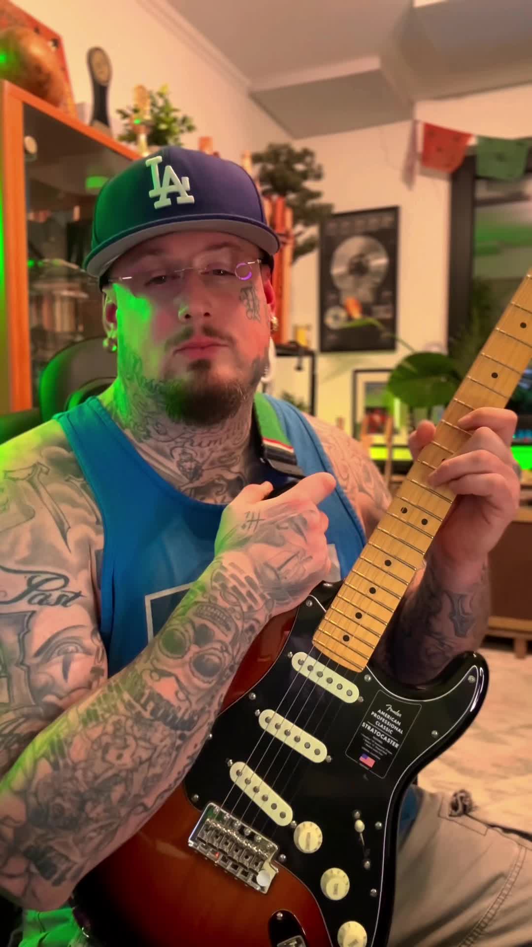 TikTok post by @maxcameo for Fender. Caption reads: Thank you @Fender for blessing me with this brand....