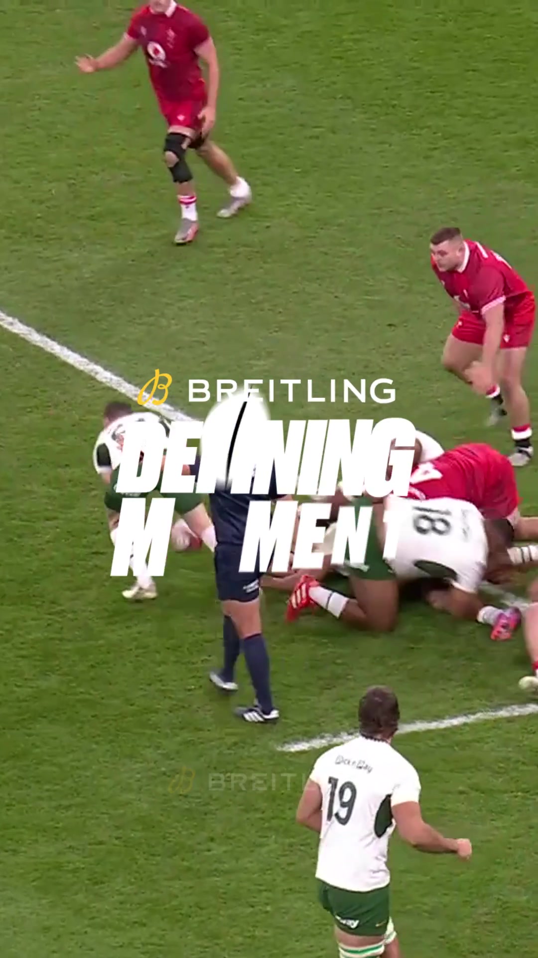 TikTok post by @nationsseries for BREITLING. Caption reads: [...] their victory over Wales in Cardiff 💪....