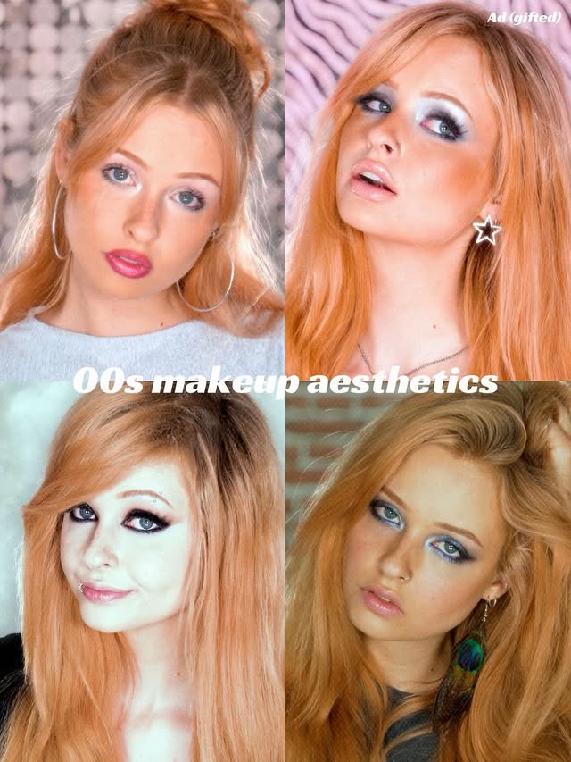 Instagram post by @ellieloveux for Collection Cosmetics. Caption reads: 00s makeup aesthetics #makeuphistory #2000s....