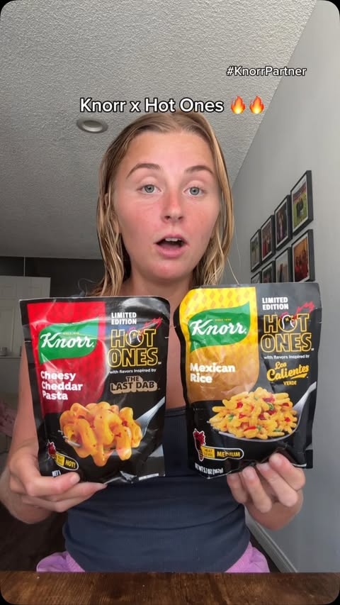 Instagram post by @eatswithkelsie for Knorr US. Caption reads: @knorr x @hotones 🔥 now let’s see if you can....