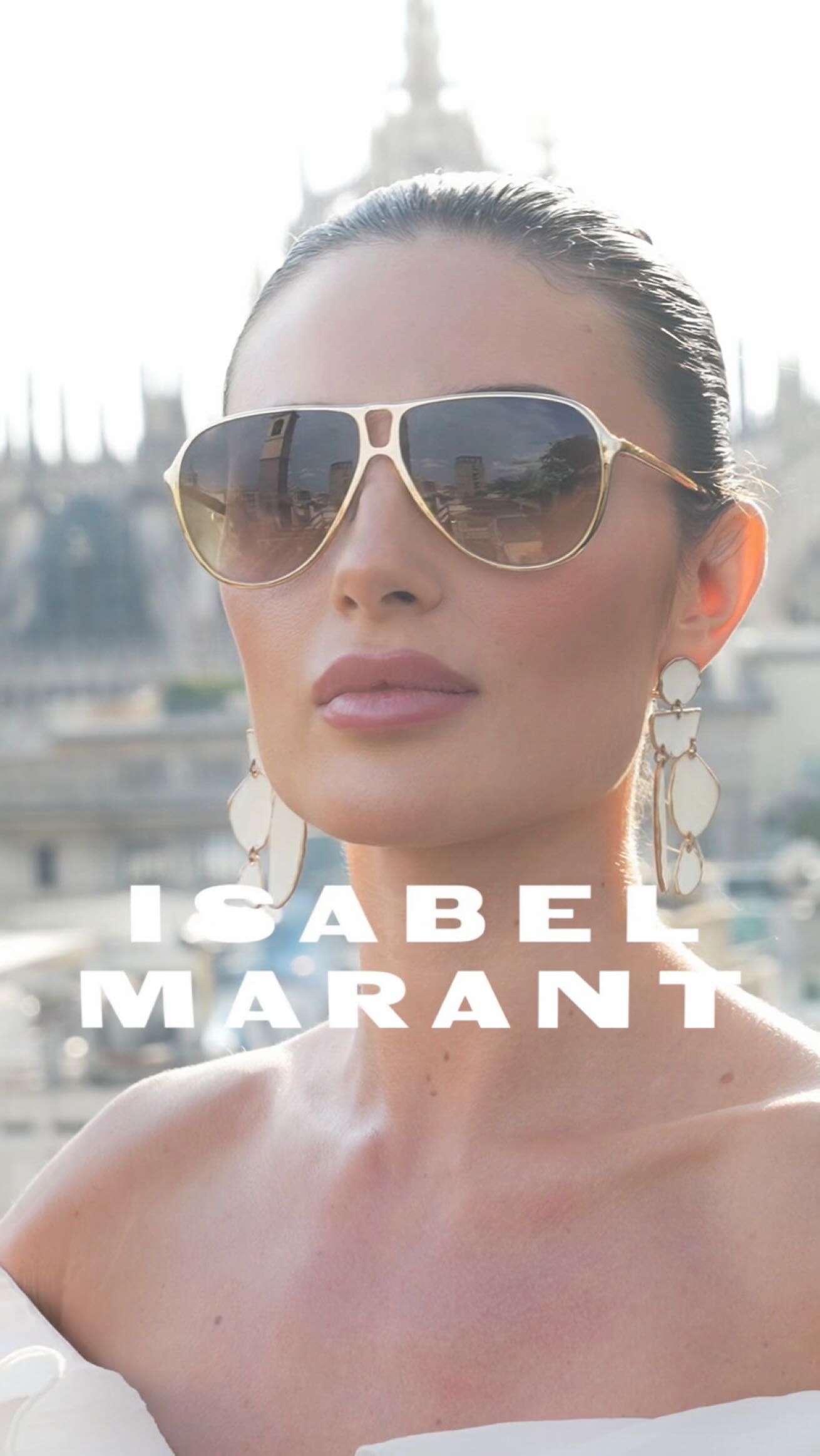 Instagram post by @namastevalentina for ISABEL MARANT. Caption reads: Iconic shades ✨ @isabelmarant #isabelmaranteyewear....