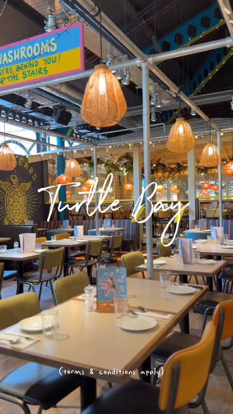 Instagram post by @blissful_family_adventures for Turtle Bay Restaurants. Caption reads: (Ad) This Sunday we swapped our roast for a....
