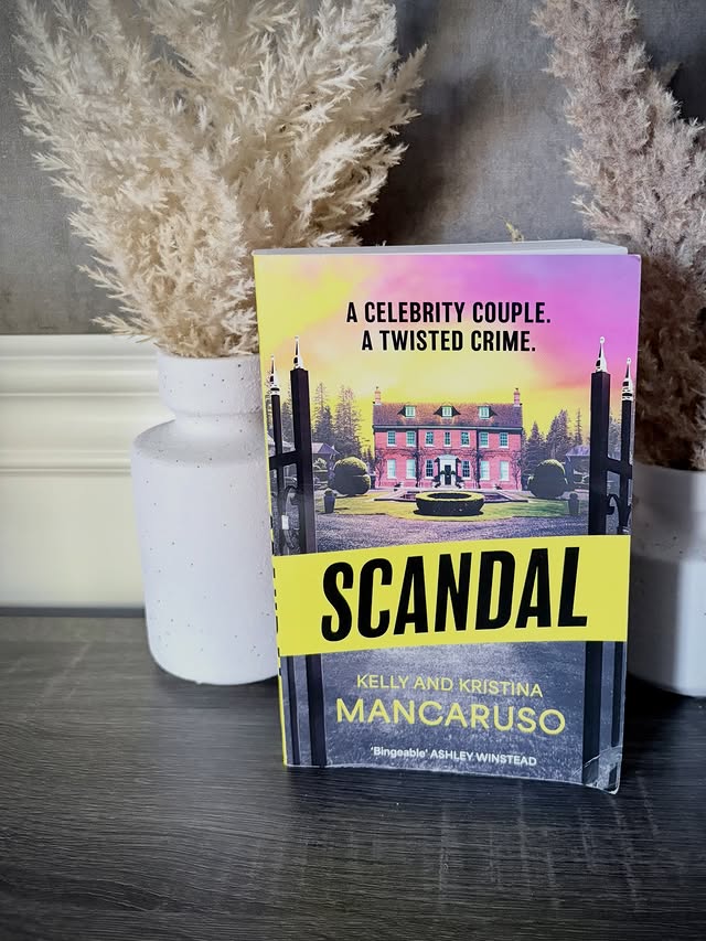Instagram post by @stephisbooked for Bloomsbury Publishing. Caption reads: Scandal by Kelly Mancaruso and Kristina Mancaruso....