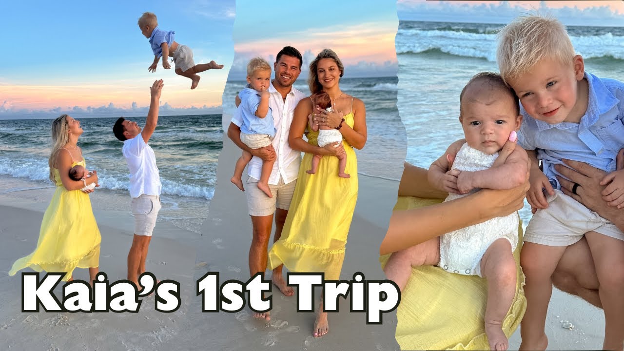 YouTube post by @TraceandLydia for Thrive Market. Caption reads: Kaia’s 1st Beach Trip 🌊 | Much Needed Family....