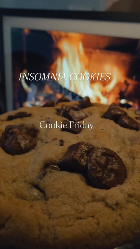 Instagram post by @warmglimpses for Insomnia Cookies. Caption reads: Just popped by @insomniacookies and these warm,....