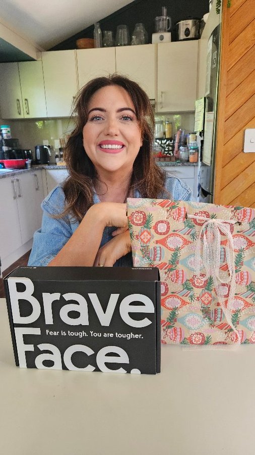 Instagram post by @meganonair for BraveFace. Caption reads: [...] some amazing gifts this year from @braveface....