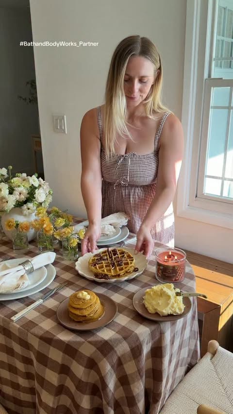 Instagram post by @alessandrabrontsema for Bath & Body Works. Caption reads: #AD My dream Fall brunch party inspired by....