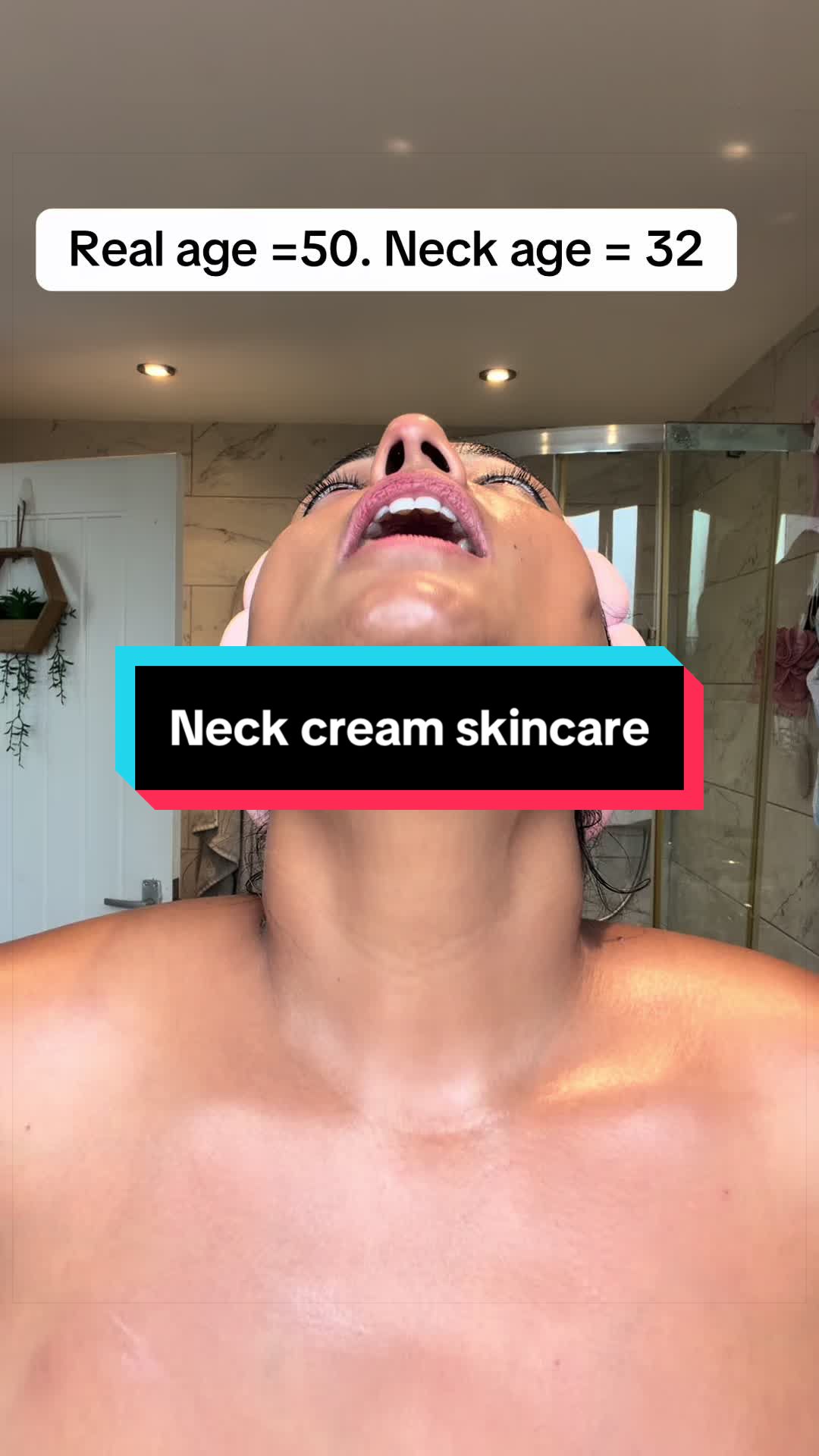 TikTok post by @sheena.tiktok76 for Azio Beauty. Caption reads: [...] #neckcreamsthatwork #neckcream @Azio Beauty.
