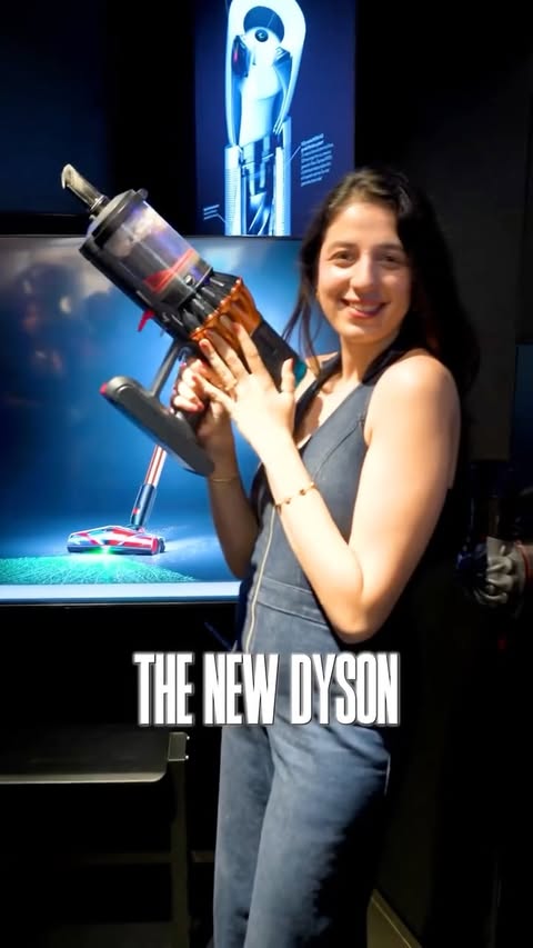 Instagram post by @thetravellingbeee for Dyson. Caption reads: [...] emptying the bin less frequent. Okay Dyson,....