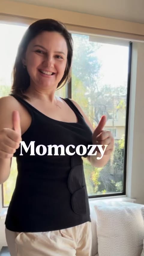 Instagram post by an influencer for Momcozy. Caption reads: [...] moment! ✨ I’ve partnered with @momcozy to....