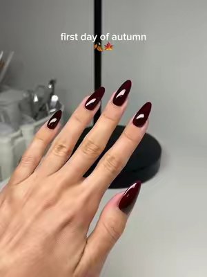 TikTok post by @nailsbysmf for DND Gel. Caption reads: Happy first day of autumn 🍂🤎 Using @DNDGel....