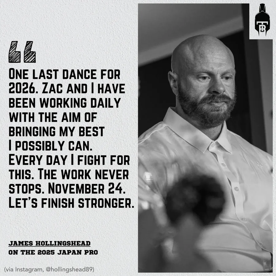 Instagram post by @bisandtrisnation for TuffWraps. Caption reads: @hollingshead89 on the 2025 Japan Pro:
"One last....