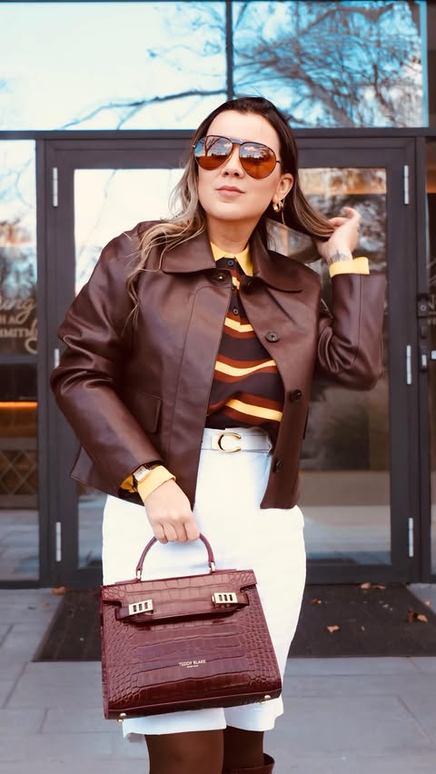 Instagram post by @prifregona for Teddy Blake. Caption reads: ✨ “In my burgundy era 🍷 This deep bordeaux shade....