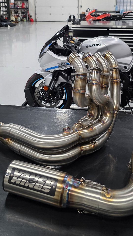 Instagram post by @rg5racing for Suzuki. Caption reads: VHM Hayabusa Comp Series Exhausts – 
Available In....