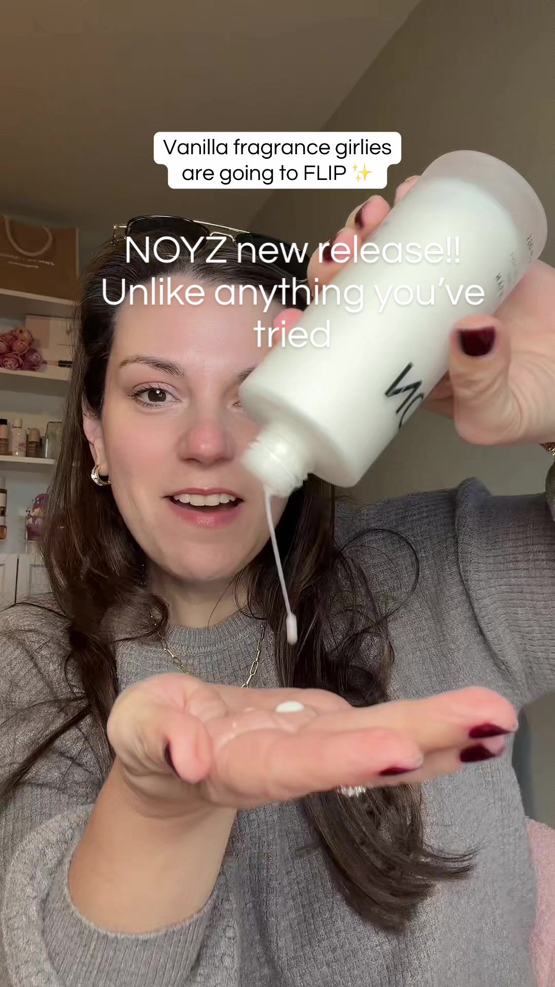 TikTok post by @busyboymomamanda for NOYZ. Caption reads: Give me 10 of them @noyzfragrance #mylkdeparfum....