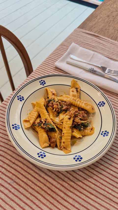 Instagram post by @themondaypastaclub for Ocado. Caption reads: Hazelnut, Pork and Sage Garganelli. A new recipe....
