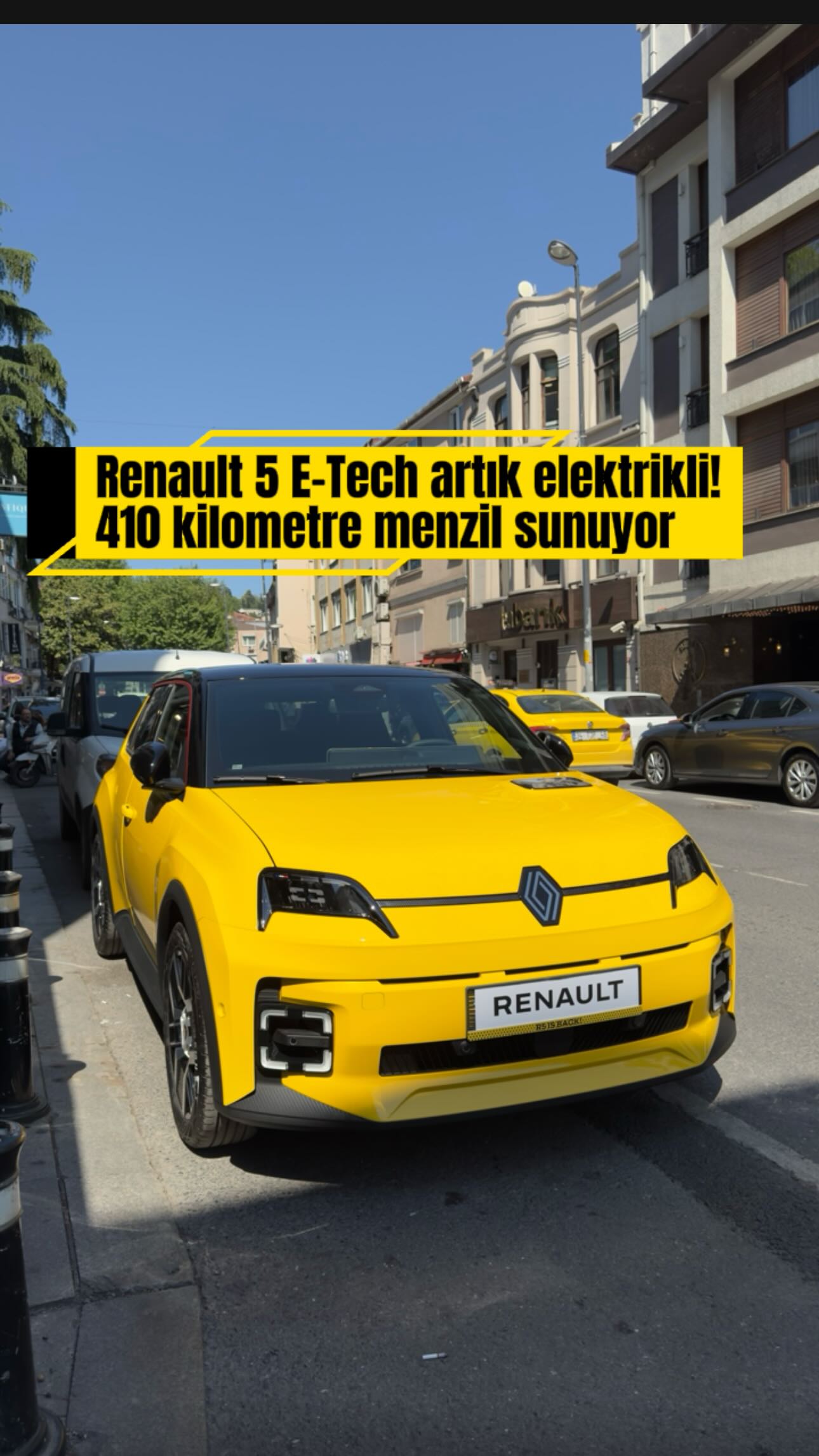 Instagram post by @arabamanya for Renault. Caption reads: Geçmişin ikonu gelecekle buluştu: Renault 5 E-Tech....
