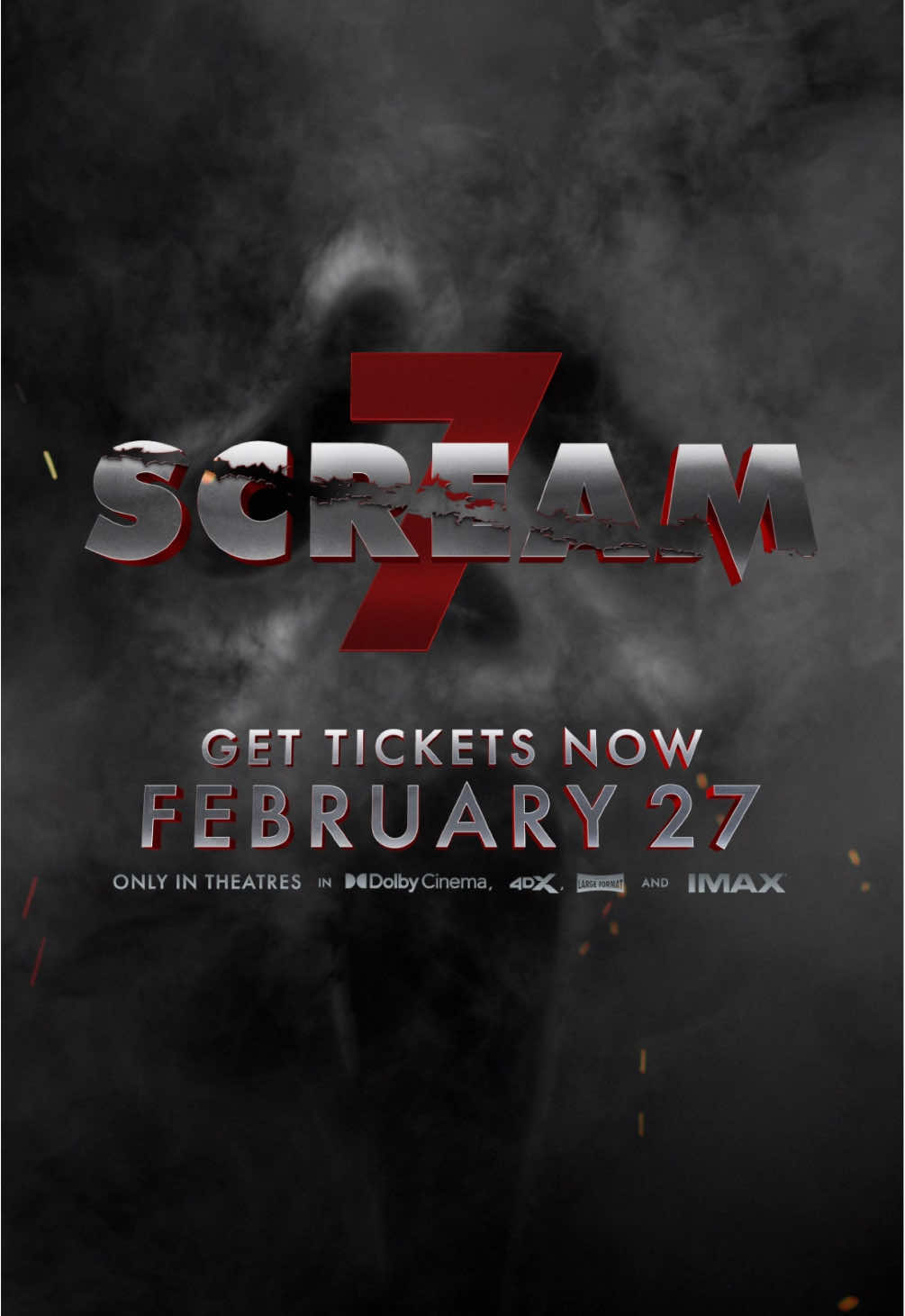 TikTok post by @thehorrorslasher for Scream Movies. Caption reads: On my way to see #Scream7 only in theatres....