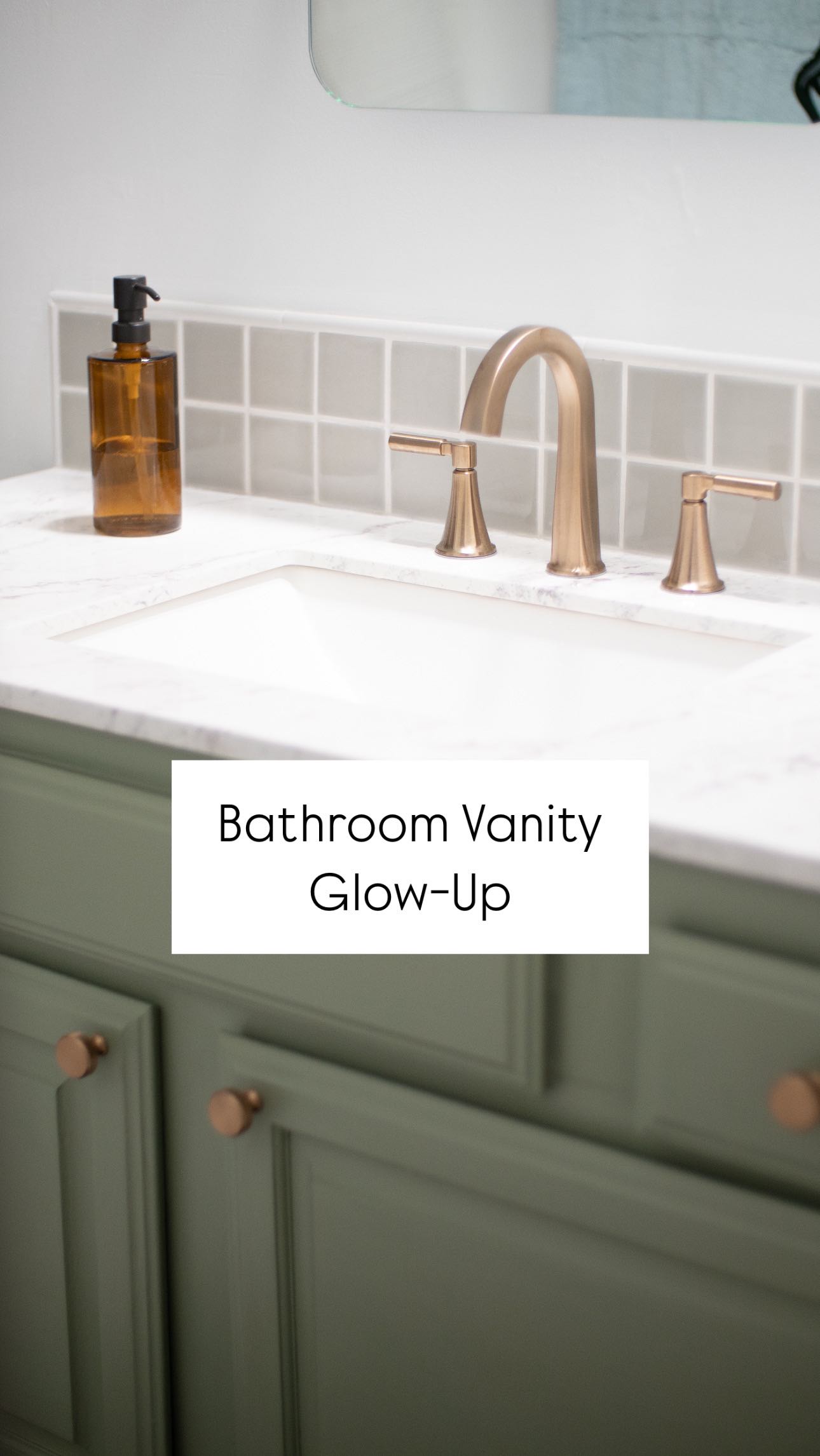 Instagram post by @dwellaware for Delta Faucet. Caption reads: Our bathroom has needed a major update for a....