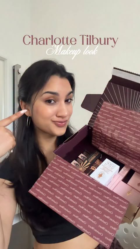 Instagram post by @arushi.sharmax for Charlotte Tilbury. Caption reads: Full face of @charlottetilbury 💄💋 Use my code....