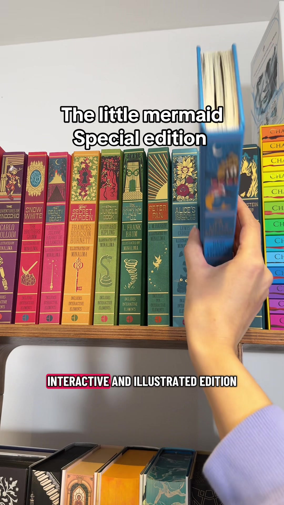 TikTok post by @violet.hollow for HarperCollinsUK. Caption reads: Illustrated and Interactive Mina Lima Edition of....