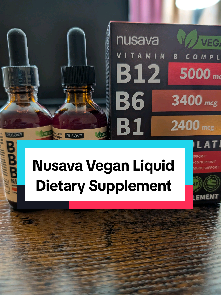 TikTok post by @feefee523 for Nusava. Caption reads: Liquid Dietary Supplement #Nusava #Vitamins....
