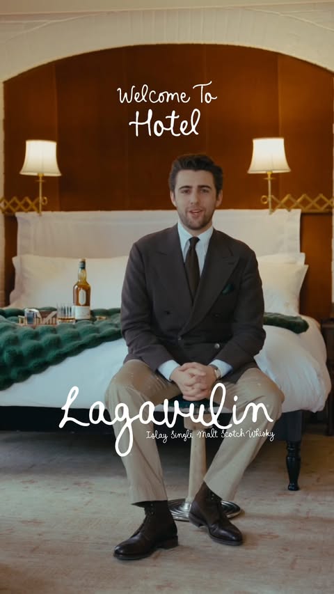 Instagram post by an influencer for Lagavulin. Caption reads: #lagavulinpartner Checked into Hotel [...].