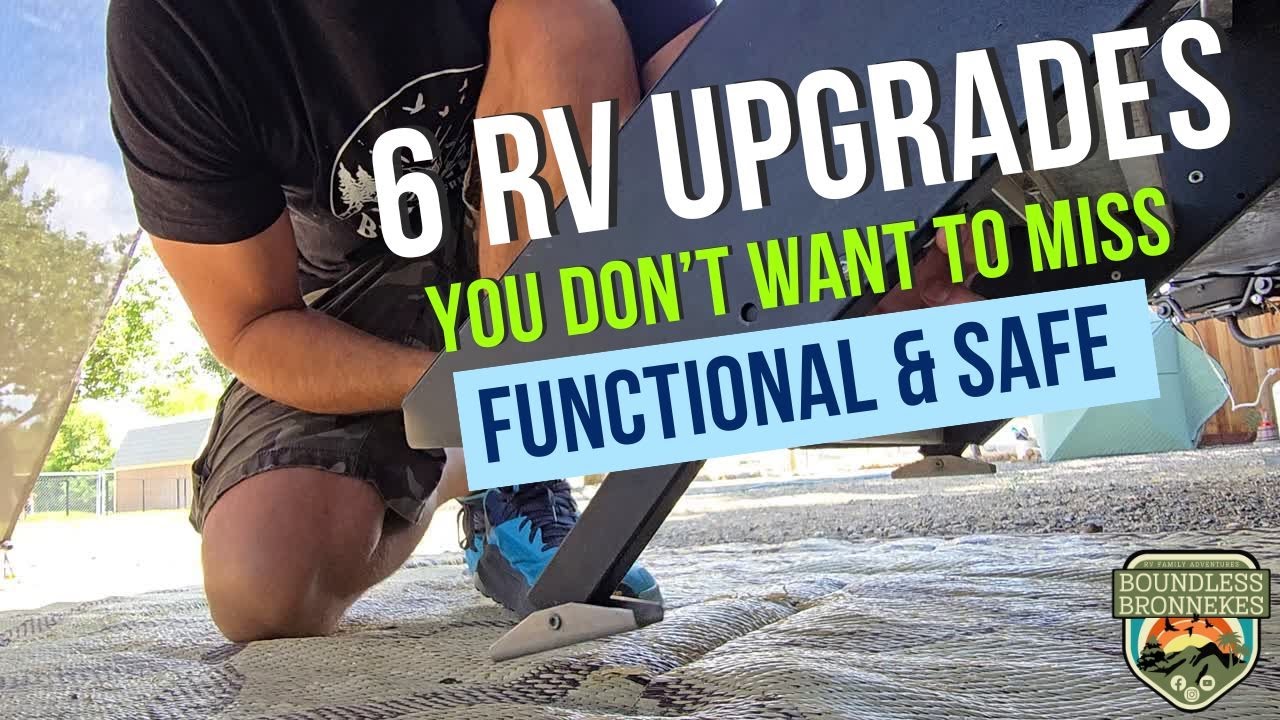 YouTube post by @Boundlessbronnekes for RVLock. Caption reads: [...] - Telescoping RV Hand Rail Keyless RVLock....