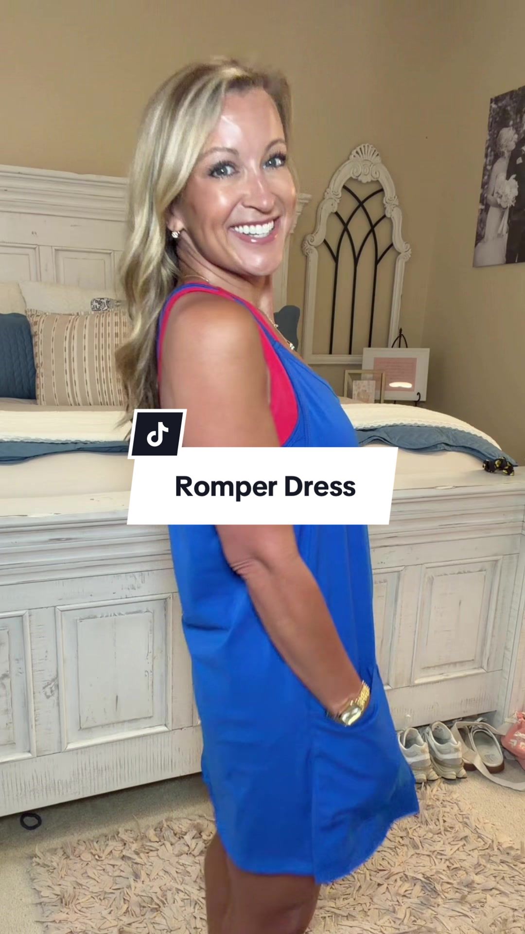 TikTok post by @katelynhubbard0 for OmmigO. Caption reads: The romper dress every busy mom and teacher needs!....