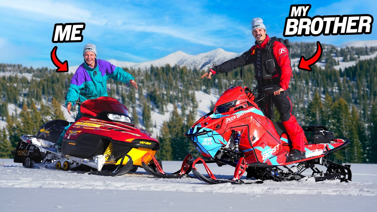 YouTube post by @PeckBrothers for Soft Minky Blanket. Caption reads: CAN I BEAT MY BROTHER ON AN ANCIENT SNOWMOBILE?.