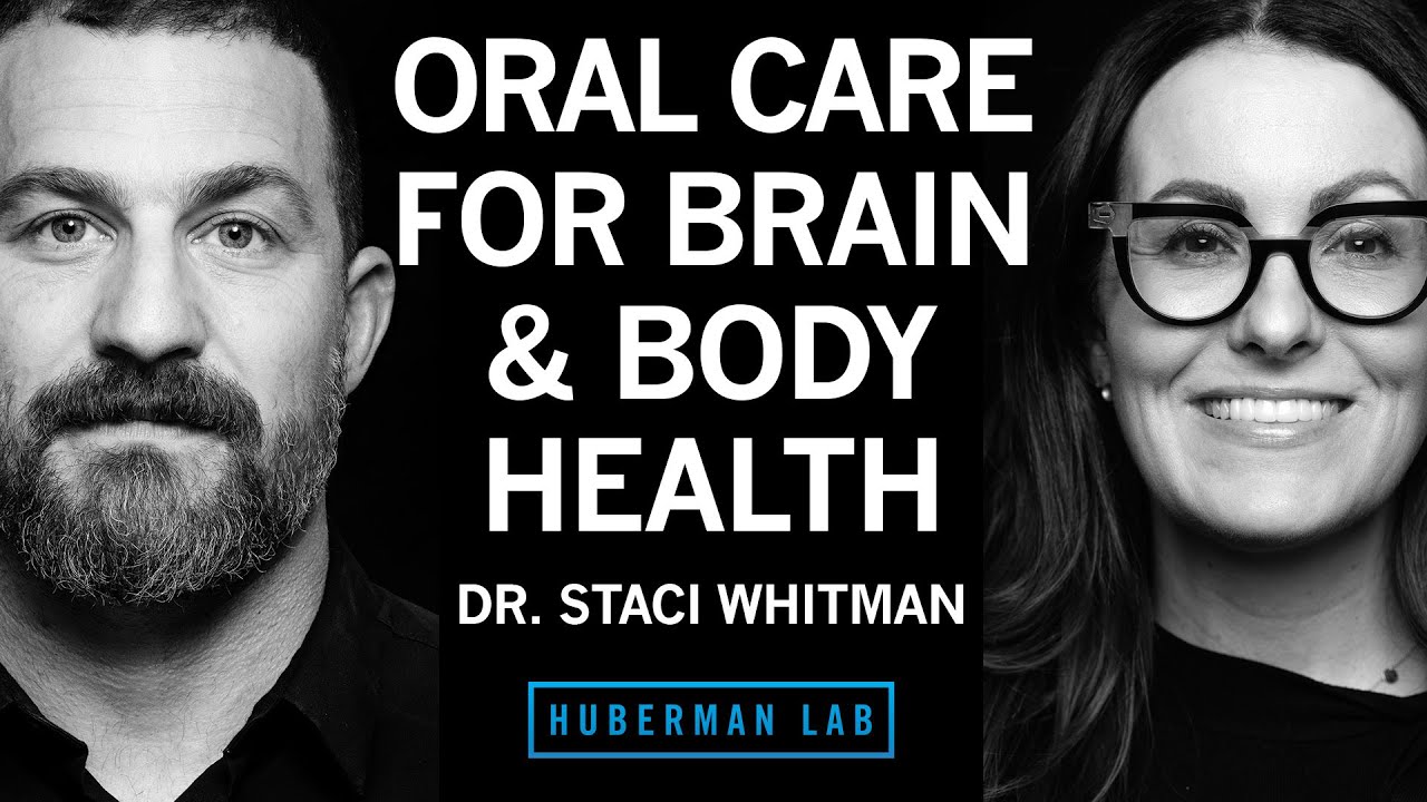 YouTube post by @hubermanlab for Joovv. Caption reads: How to Improve Your Teeth & Oral Microbiome for....