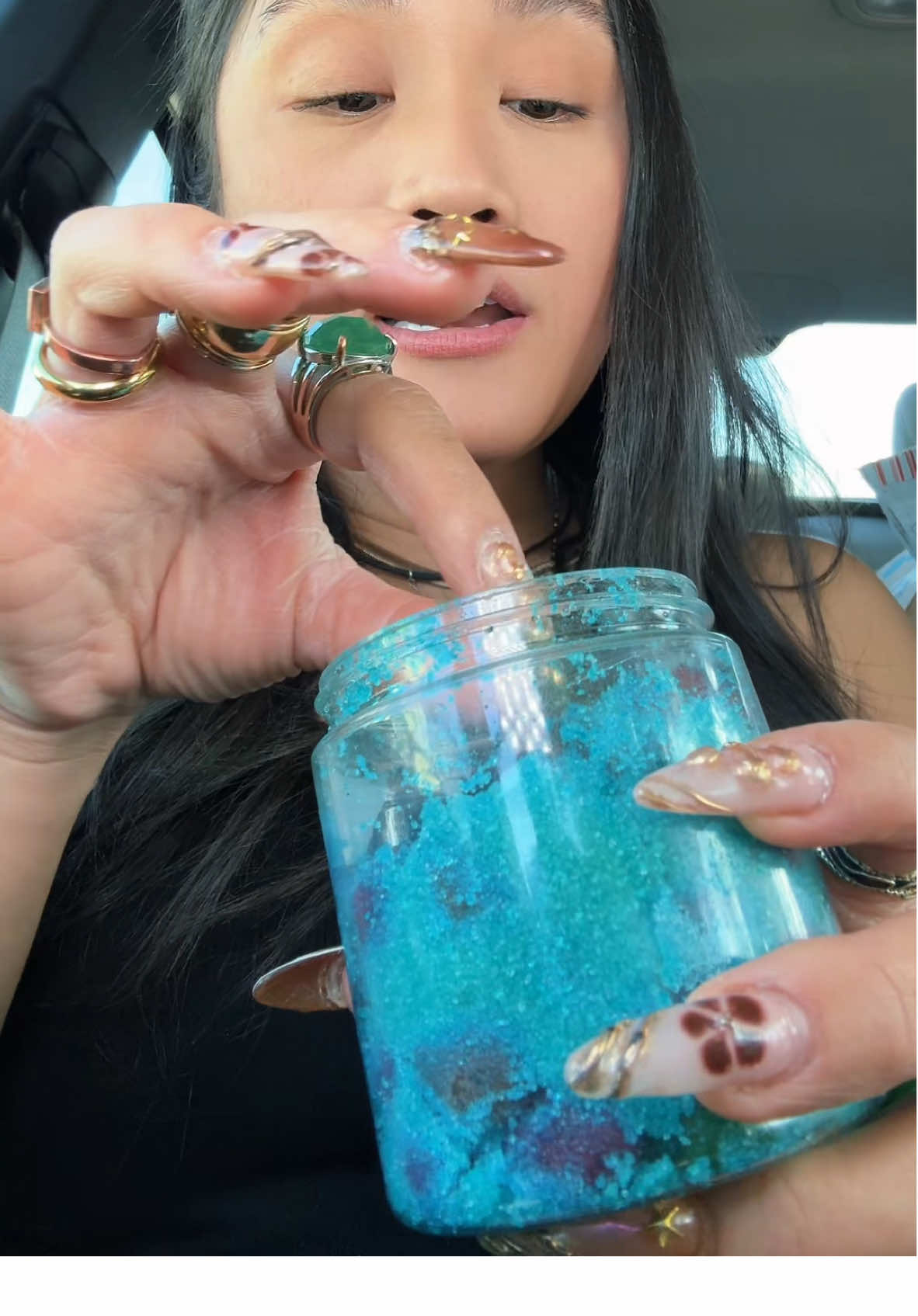 TikTok post by @foodiesushiqueen for Mama V’s Candy. Caption reads: @Mama Vs Candy THE BEST SOUR CANDY IN THE WORLD....