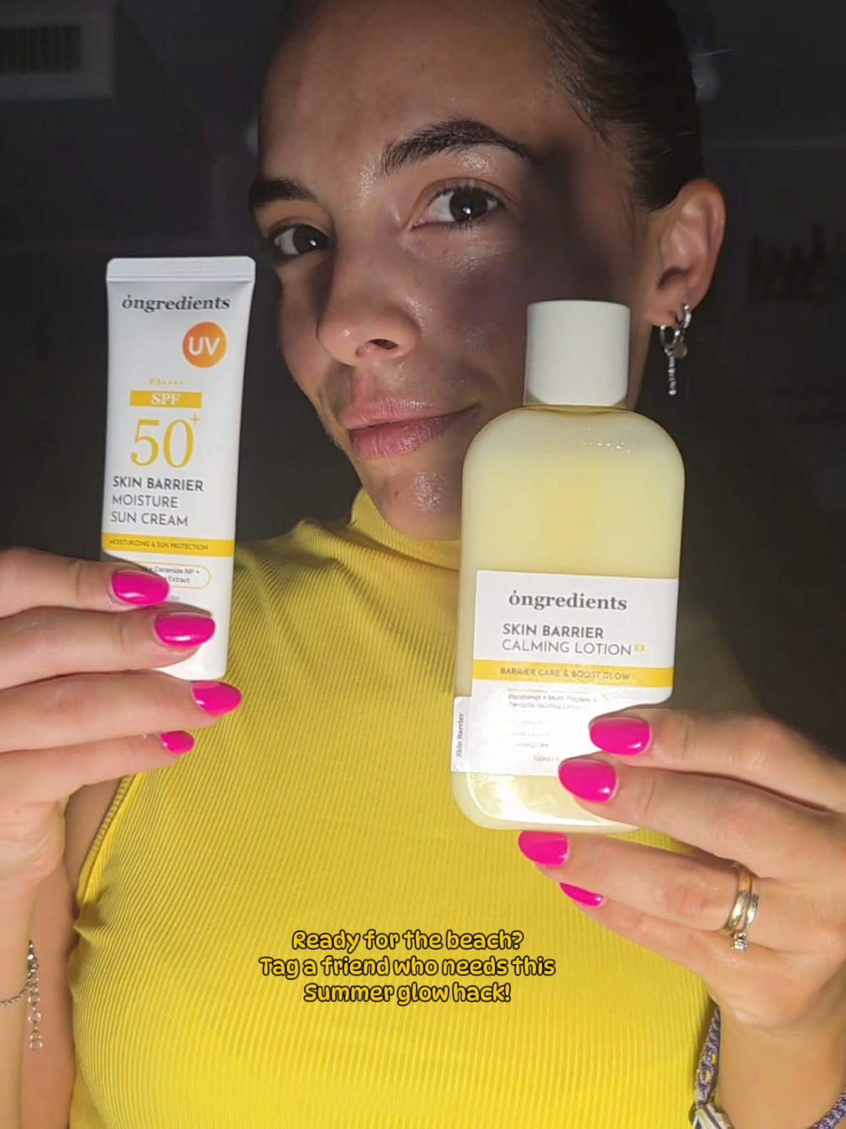 TikTok post by @federicaquondamlo for Ongredients US Store. Caption reads: ✨ Moisturized skin, protected skin barrier and....