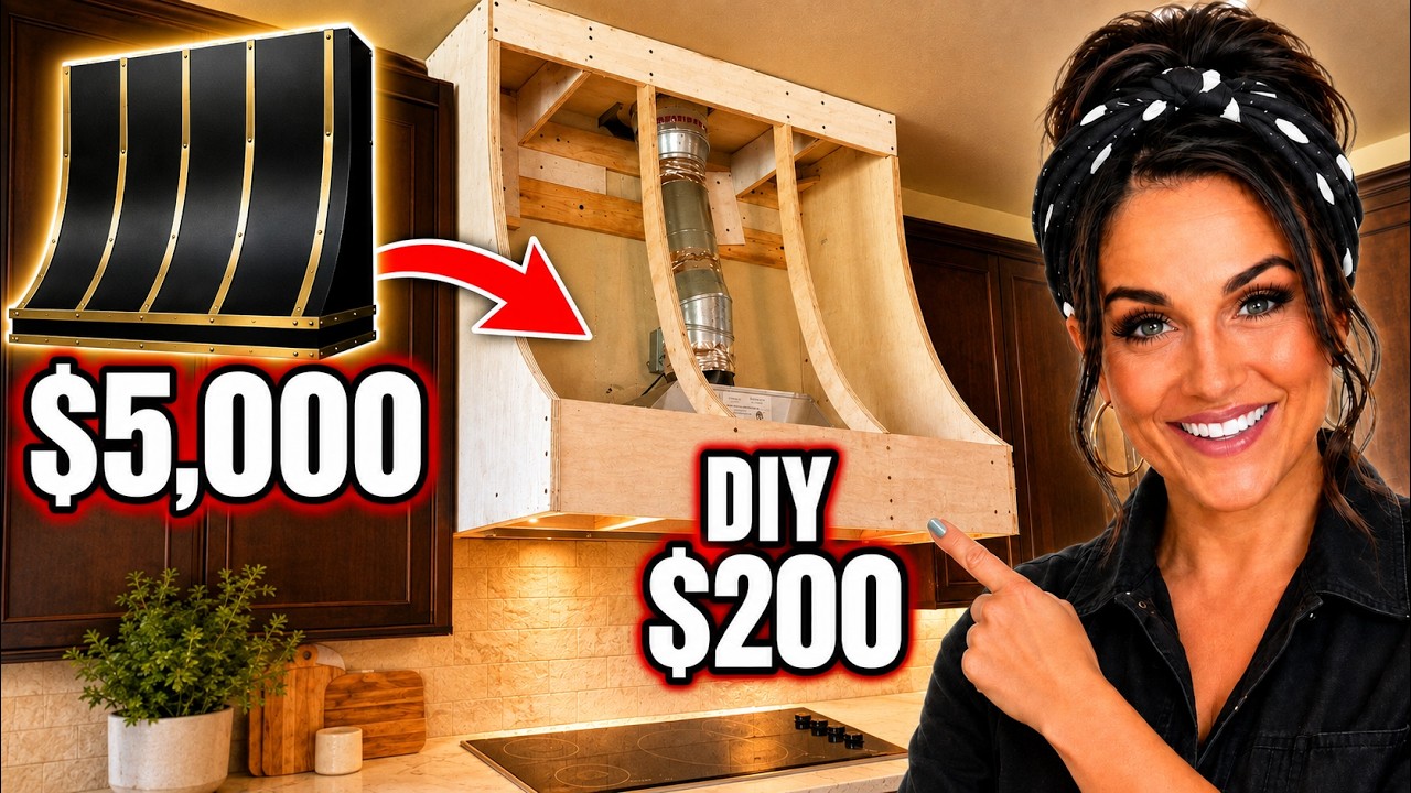 YouTube post by @aleahdiy for Birch. Caption reads: [...] range hood for less than $200. Thank you....