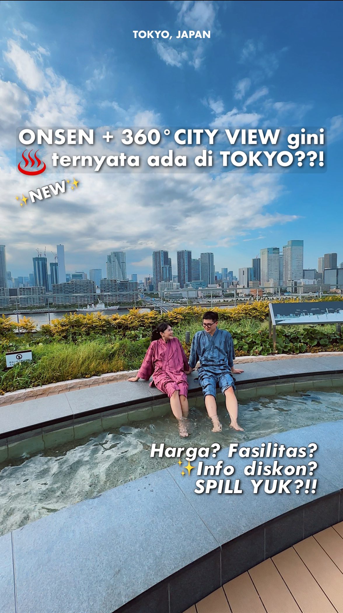 Instagram post by @anakjajan for KLOOK. Caption reads: ♨️🇯🇵Tau ga sih?? Di TOKYO tuh ada tempat ONSEN....