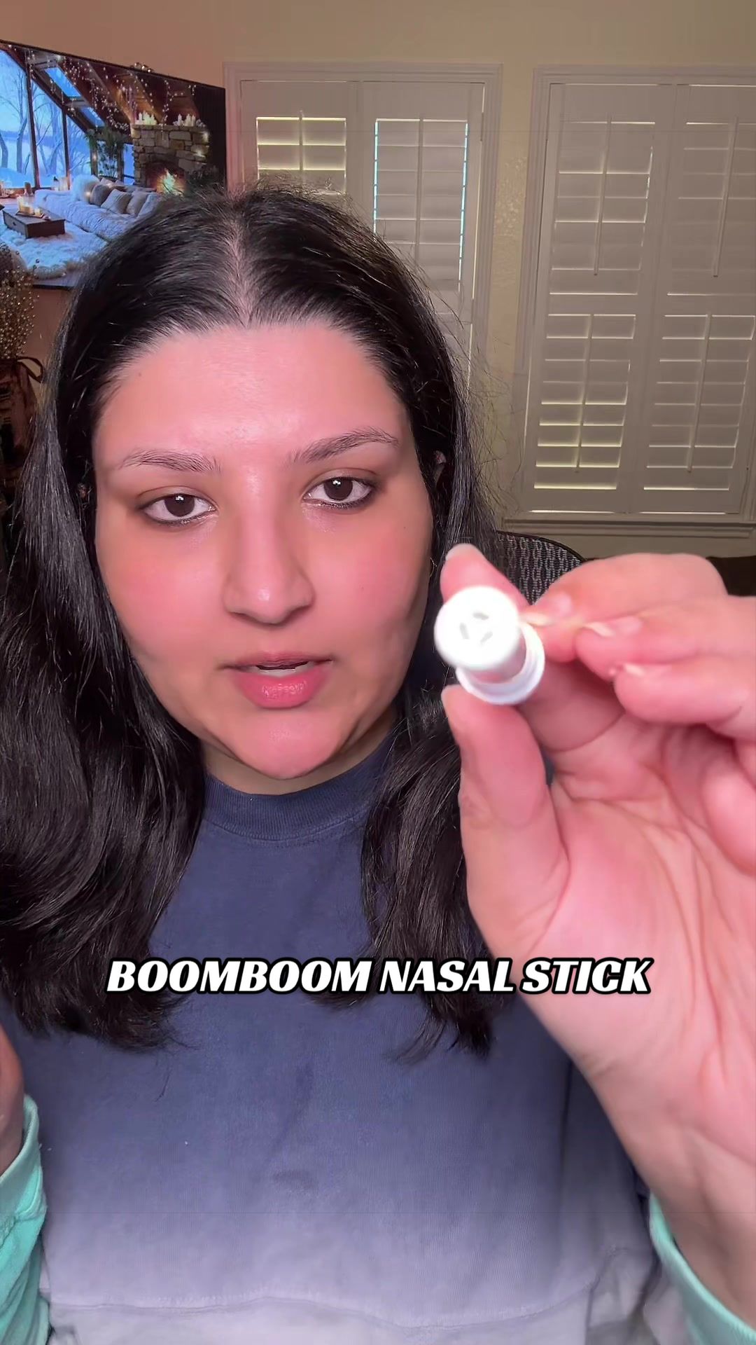TikTok post by @brushitoffbyniliza for BoomBoom Naturals. Caption reads: These @BoomBoom nasal sticks work so well I can....