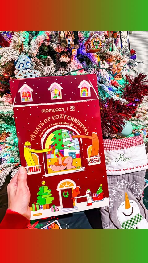 Instagram post by @dunnfamilyfun for Momcozy. Caption reads: Unwrapping comfort one day at a time with the....