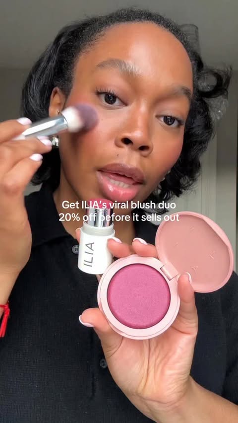 Instagram post by @morenikeajayi_ for ILIA Beauty. Caption reads: @iliabeauty blush duo’s are now 20% off! @sephora....