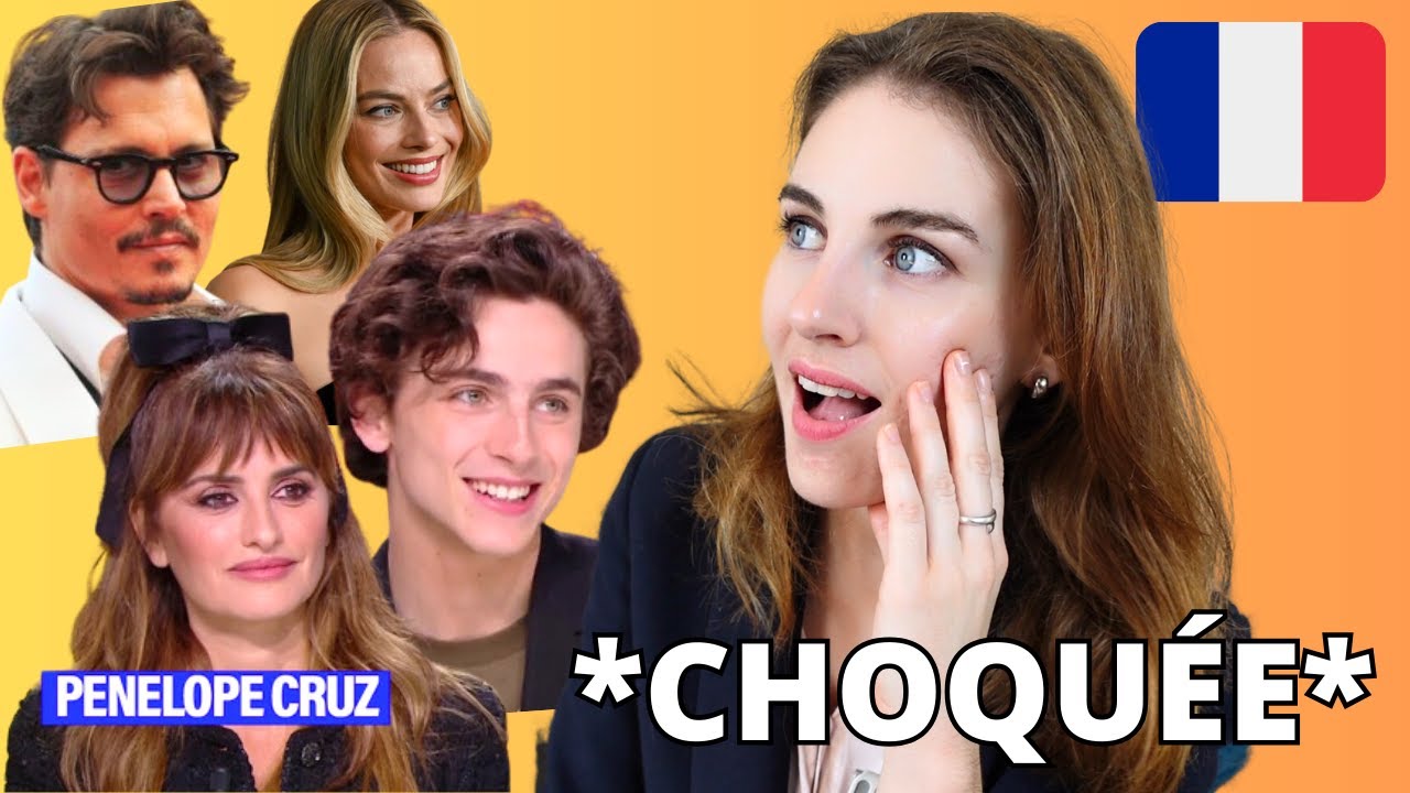 YouTube post by @francaisavecnelly for Lingoda. Caption reads: French Teacher Reaction  😱 Celebrities Speaking....
