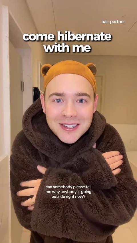 Instagram post by @jakejamie for Nair. Caption reads: [...] I’ll be waxing in my comfies thanks 😌....
