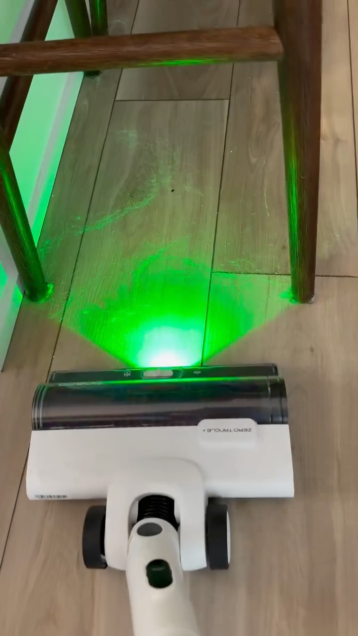 Instagram post by @bluewaterhome for Tineco. Caption reads: The laser makes cleaning so much fun 🤩 ✅🧹....