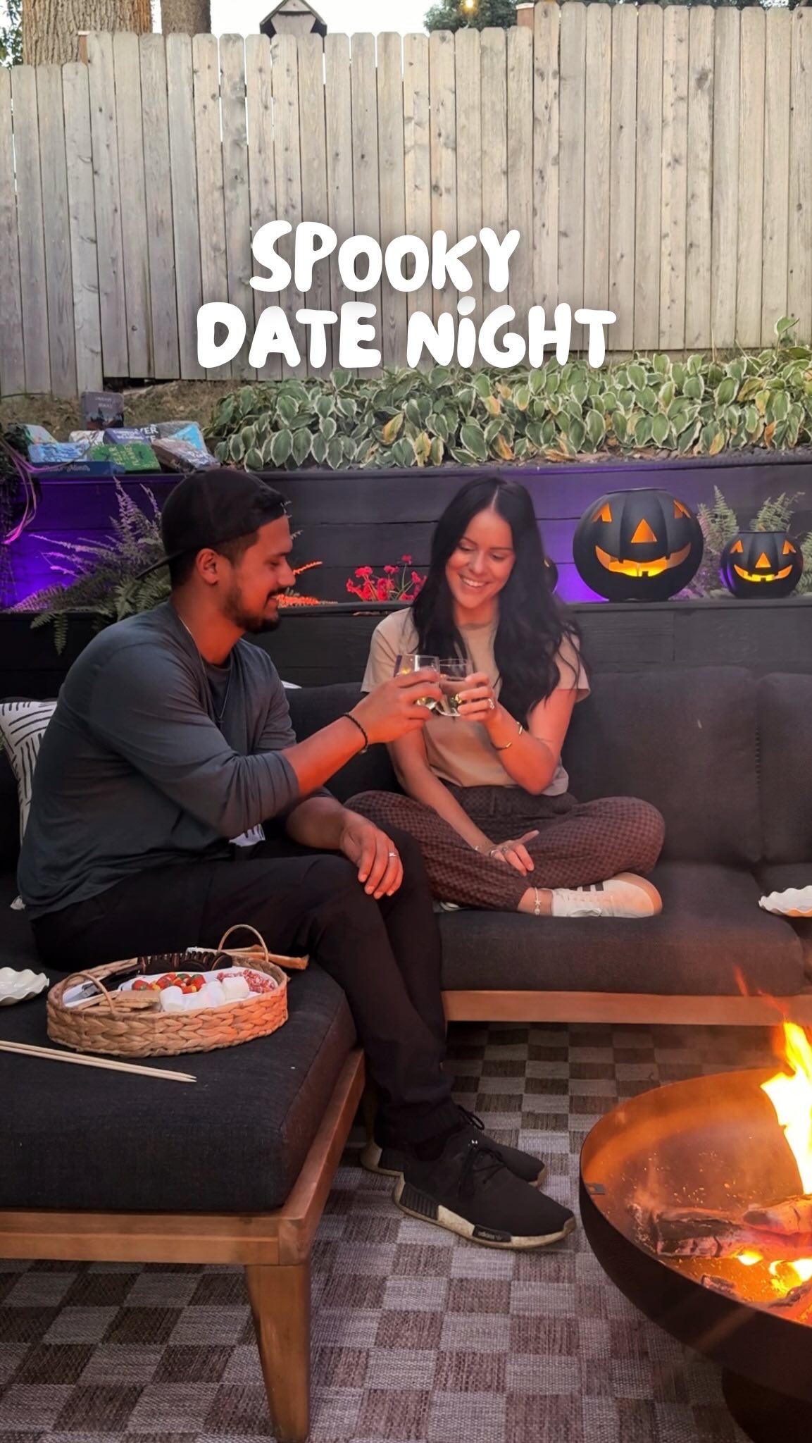 Instagram post by @newbuild_newlyweds for Enbrighten. Caption reads: The spookiest outdoor movie tonight thanks to our....