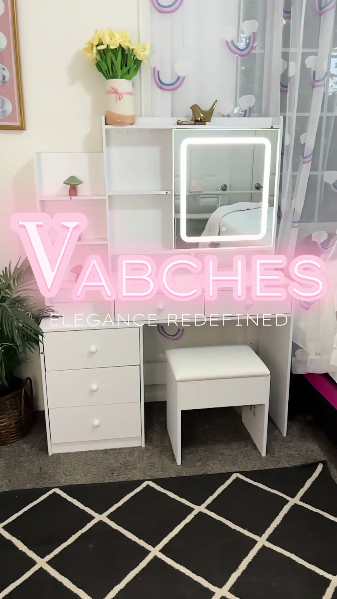 TikTok post by @mon999xo for Vabches. Caption reads: Oh babyy obsessed 🤩 @Vabches Official #vanity....