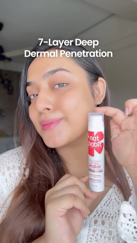 Instagram post by @shreya_chakraborty11111 for Nat Habit®. Caption reads: Comment “Dry” for the link 🔗 #skincare #dryskin.
