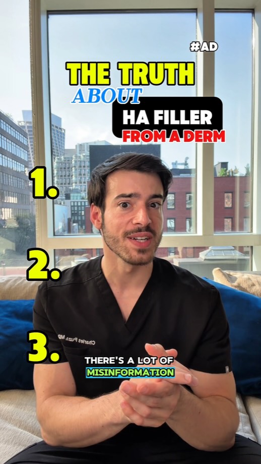 Instagram post by @drcharlesmd for Allergan Aesthetics. Caption reads: AD The Truth About HA Filler (From A Derm) Let’s....