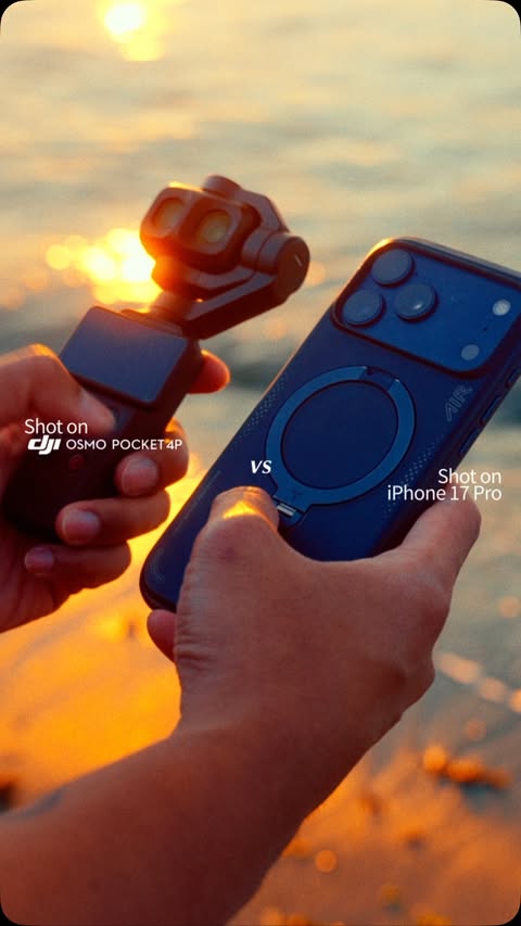 Instagram post by @davidjuansala for DJI OSMO. Caption reads: AD | Dji Osmo Pocket 4P vs Iphone 17 Pro As....