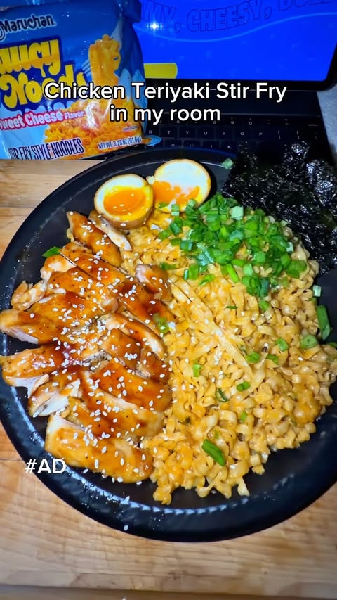 Instagram post by @lazypot for Maruchan. Caption reads: #MaruchanPartner Chicken Teriyaki Stir Fry in my....